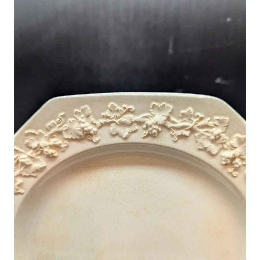 Set/5 Vintage Wedgwood Cream On Cream Octagonal Dinner Plate 9.5